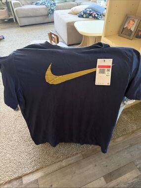 Nike Navy Tee with Gold Swoosh